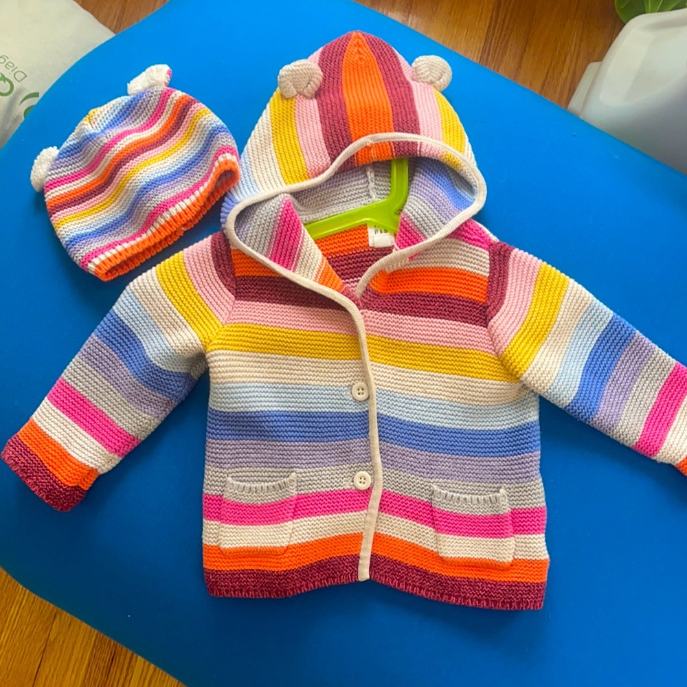 Absolutely ADORABLE hooded cardigan with a hat!